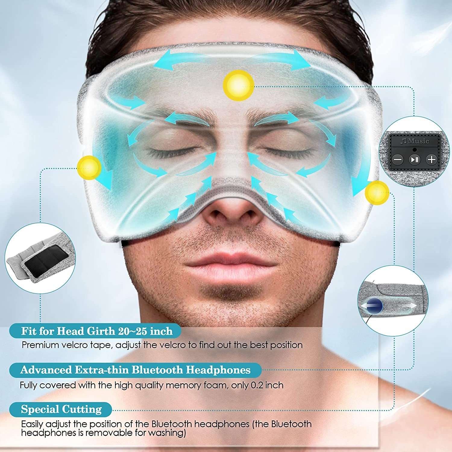 White Noise Bluetooth Sleep Eye Mask - Aeroblix